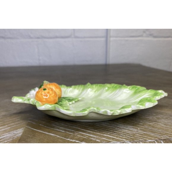 The Mane Lion Ceramic Leaf Tray Dish Orange Tangerine‎ Fruit Flower Italy Candy - Picture 9 of 16